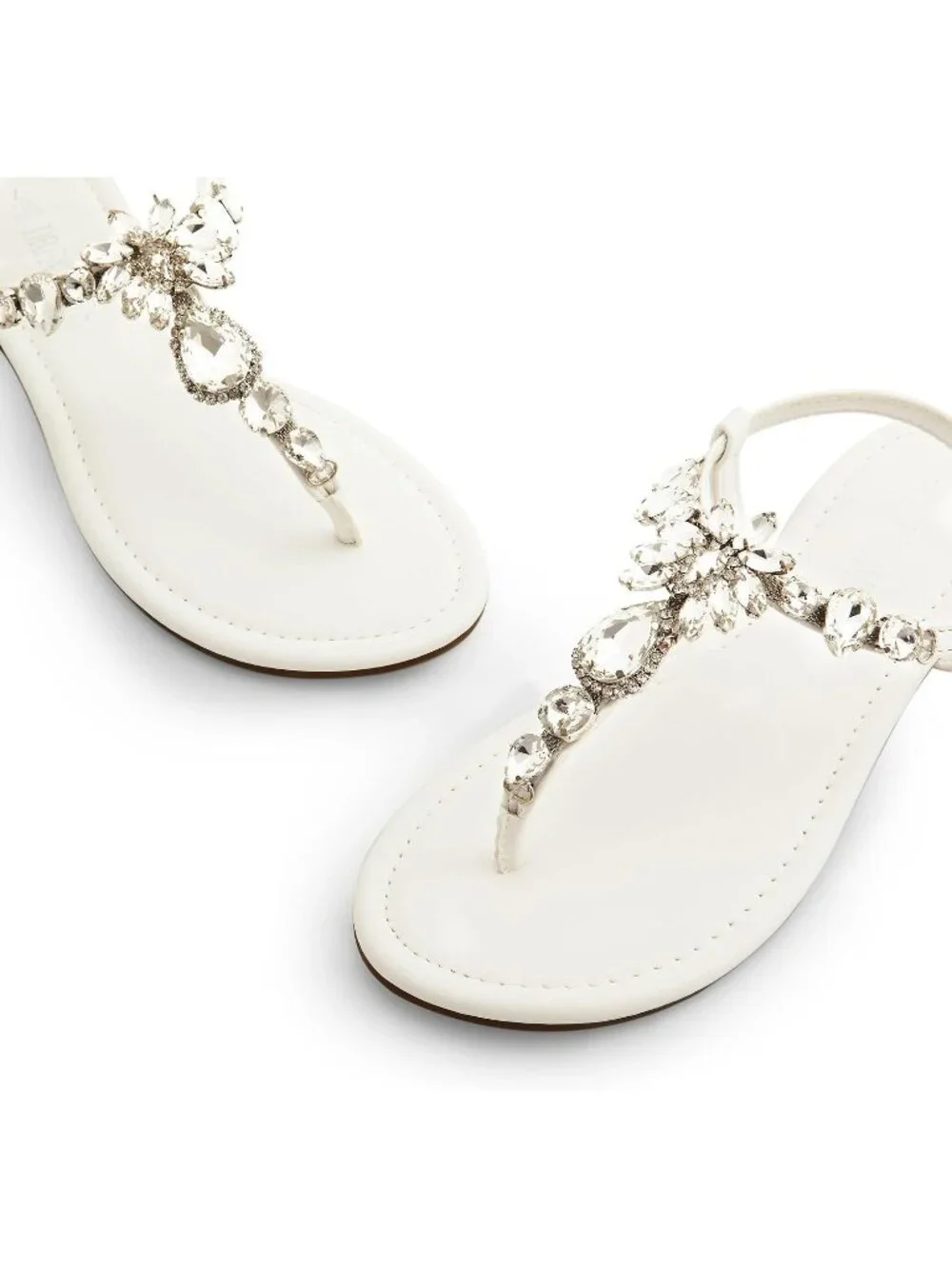 Dream Pairs Women's White Thong Sparkle Rhinestone Comfortable Flat Sandals
